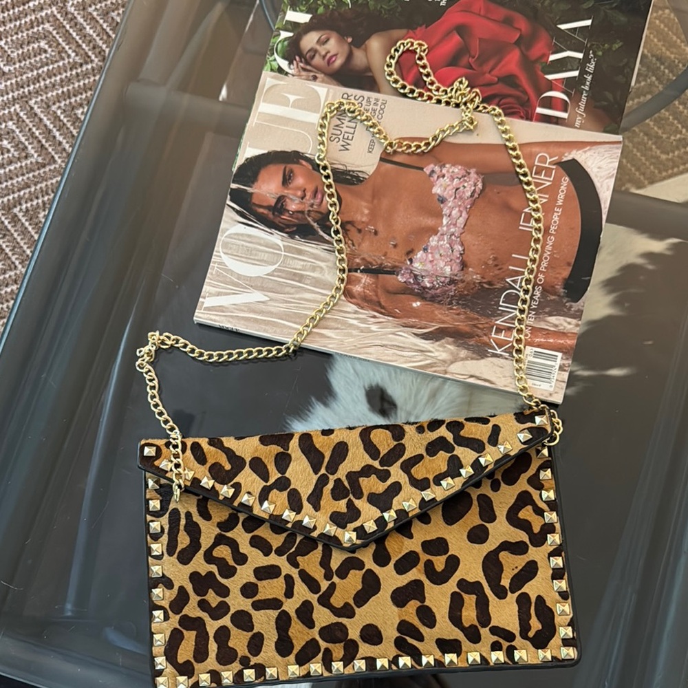 Leopard Print Chain Clutch